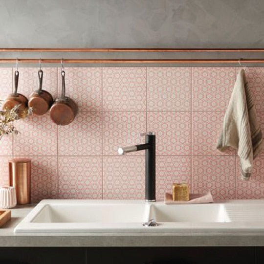 pink kitchen tiles with enduroshield tile sealer to repel stains